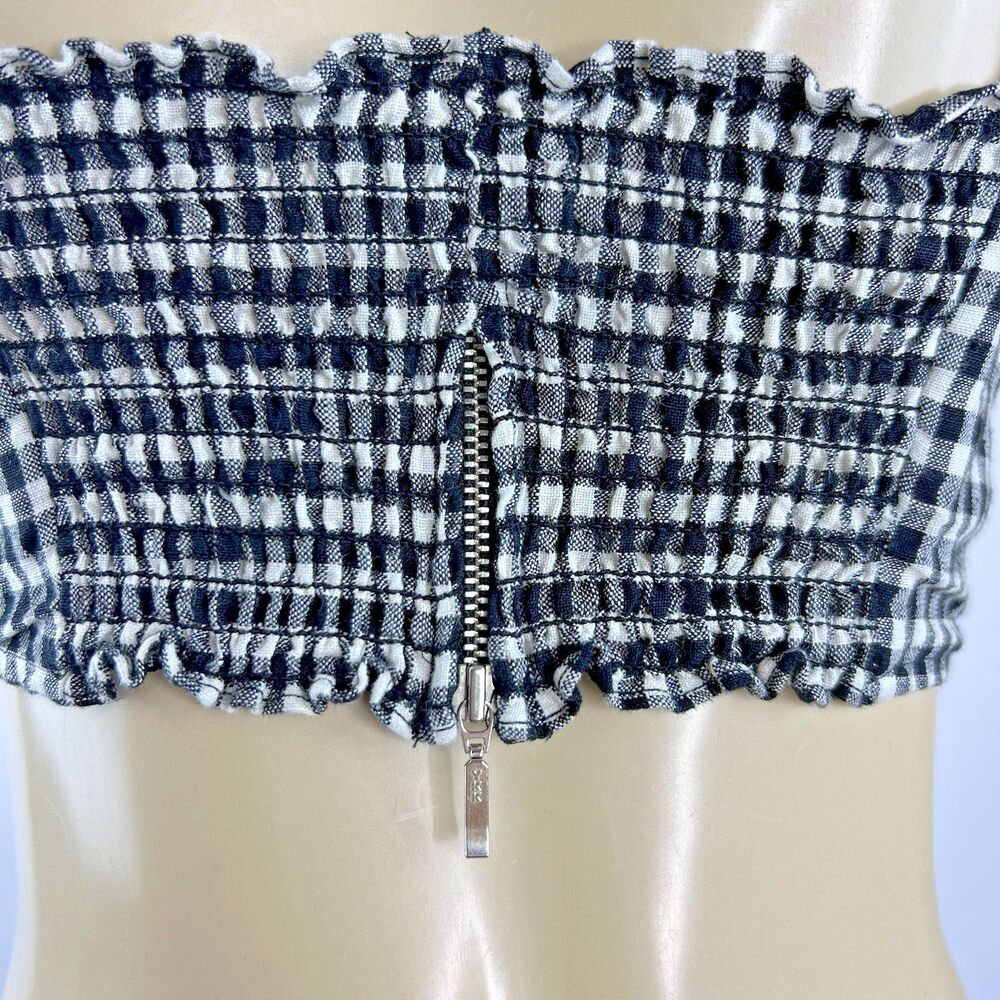Reformation Saldana Two Piece Set Size 2 Linen Black White Gingham Crop Top Pant - Picture 7 of 16